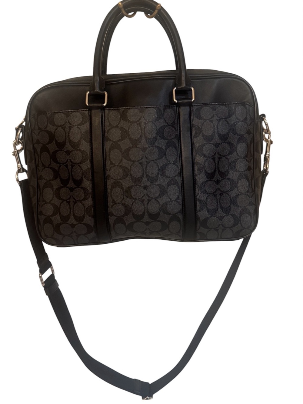 Coach Black Signature Logo Laptop Briefcase with Shoulder Strap